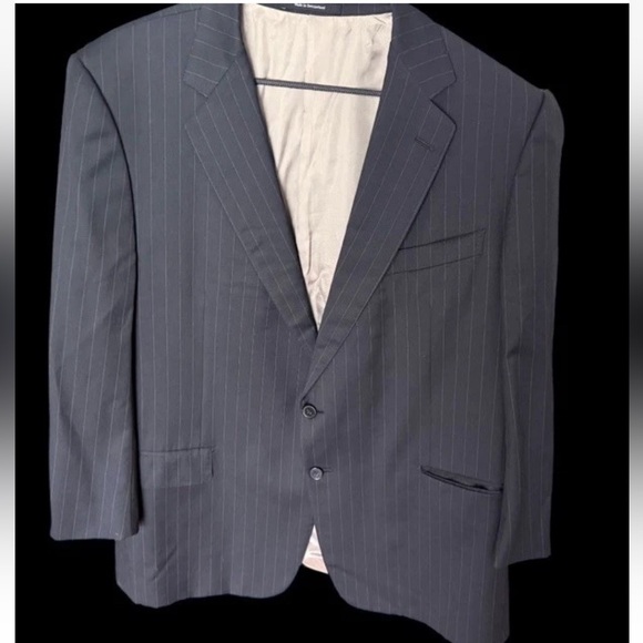 Ermenegildo Zegna Su Misura Wool Jacket Size 58C Black Pinstripe Switzerland - Picture 13 of 16